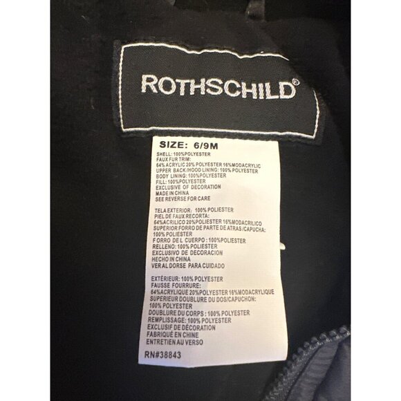 Rothschild Infant Snowsuit 6/9M Gray Faux Fur Hooded Winter Outerwear - Picture 2 of 5